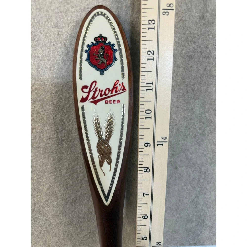 Vintage Stroh's Beer Tap Handle Wood Bar Kegerator Handle Detroit Breweriana 13